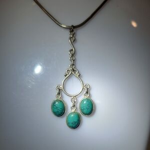 Elegant Silver and Turquoise Pendant Necklace
